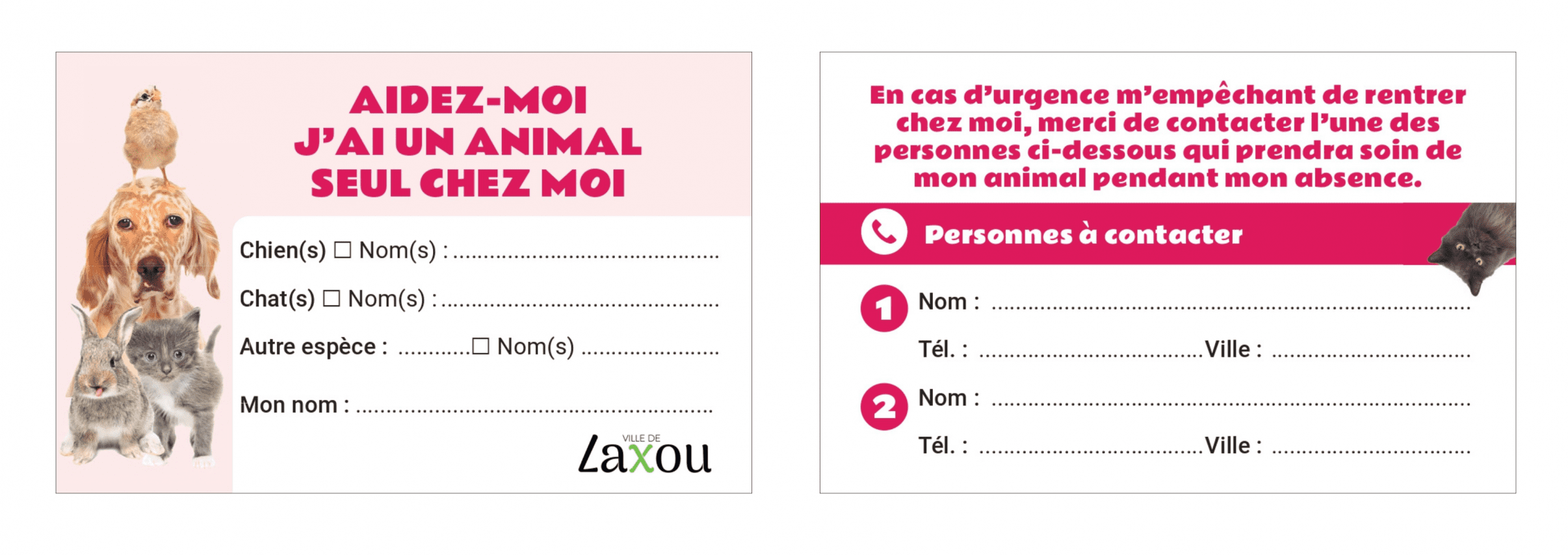 Carte « animal seul chez moi