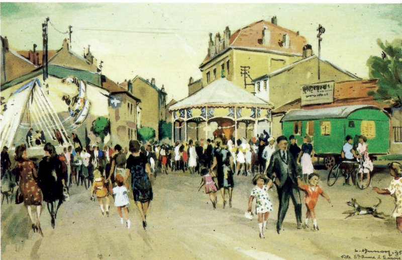 Gouache de la Fête de la Sainte-Anne à Laxou –1945 (visible en mairie)
