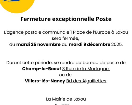 Fermeture exceptionnelle Poste