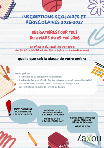 Inscriptions scolaires et périscolaires 2026-2027